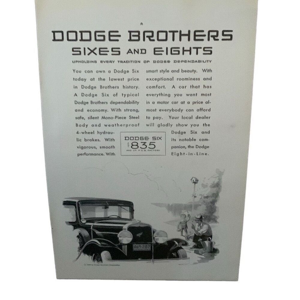 Vintage 1930 Dodge Sixes and Eights Ad Advertisment